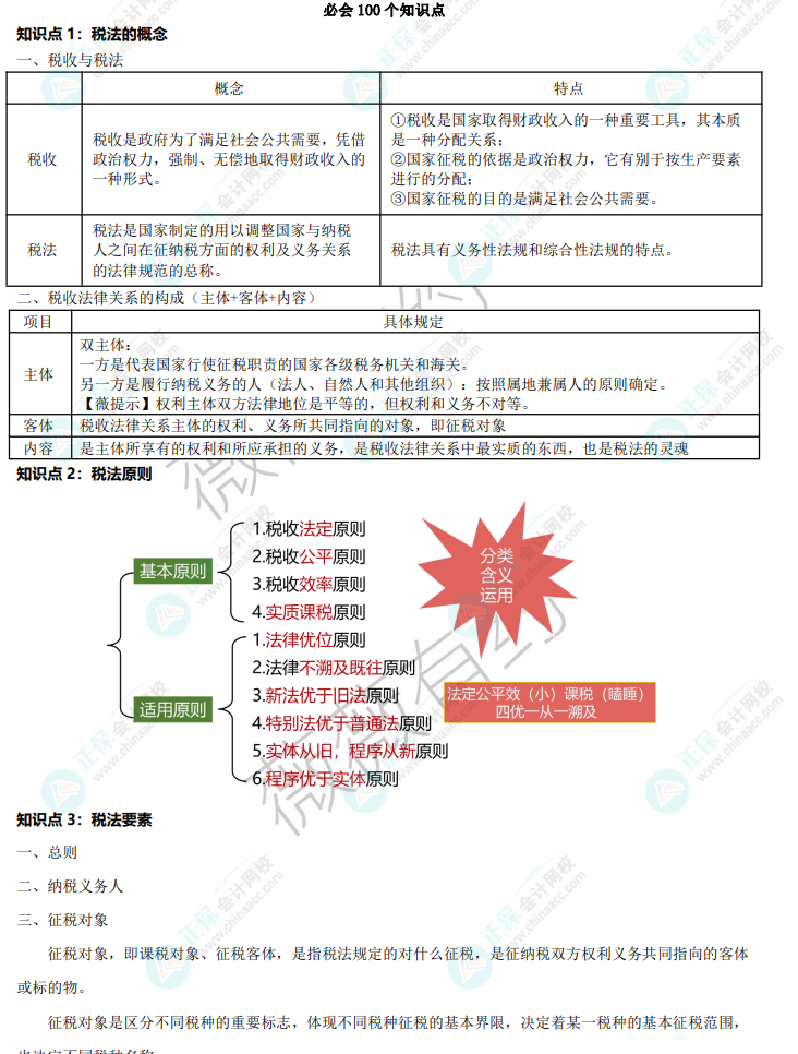 李小薇老師：注會《稅法》考前必會100個知識點(diǎn)來啦！