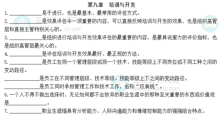 2023中級經(jīng)濟(jì)師《人力資源》默寫本第九章：培訓(xùn)與開發(fā)