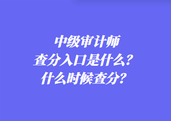 中級審計師查分入口是什么？什么時候查分？