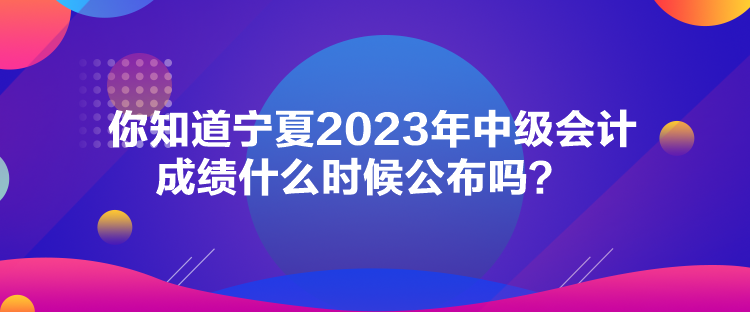 你知道寧夏2023年中級會計(jì)成績什么時候公布嗎？