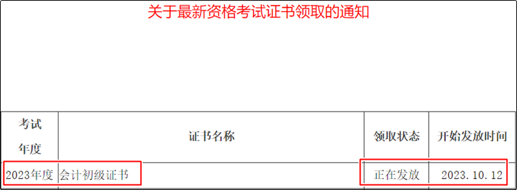 四川資陽發(fā)布2023年初級會(huì)計(jì)資格證書領(lǐng)取通知