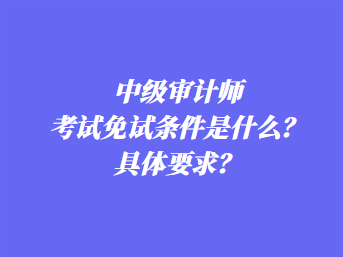 中級(jí)審計(jì)師考試免試條件是什么？具體要求？