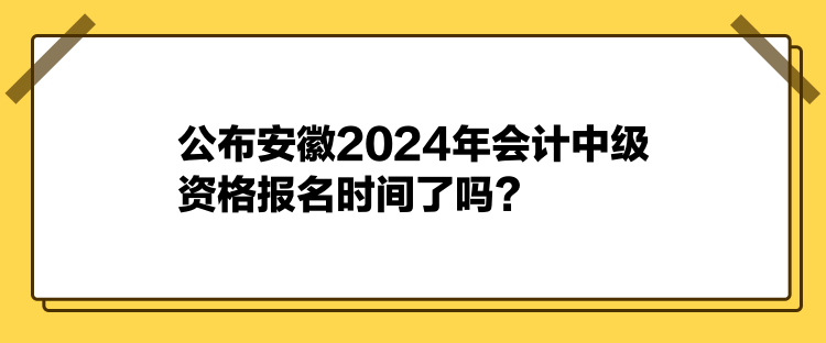公布安徽2024年會計中級資格報名時間了嗎？