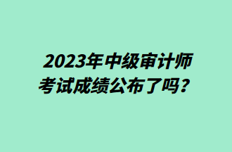 2023年中級審計(jì)師考試成績公布了嗎？