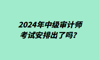 2024年中級審計師考試安排出了嗎？