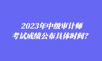 2023年中級審計師考試成績公布具體時間？
