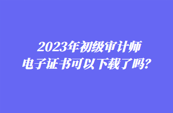 2023年初級(jí)審計(jì)師電子證書可以下載了嗎？