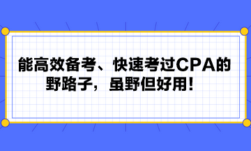 能高效備考、快速考過CPA的野路子，雖野但好用！