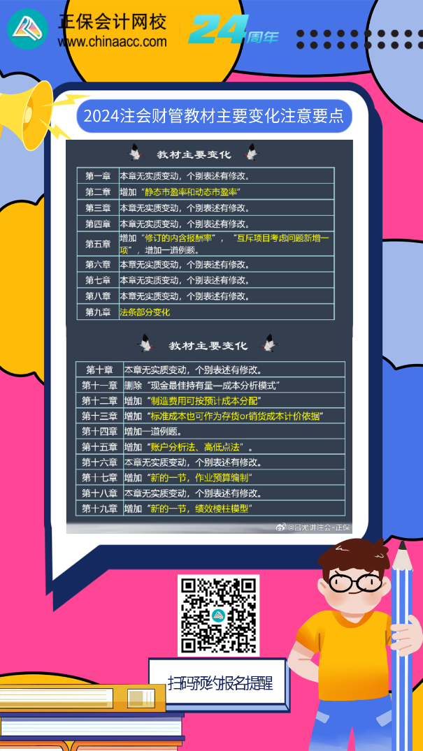 2024注會[財管]教材主要變化及注意要點有哪些？