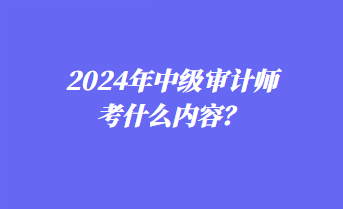 2024年中級審計師考什么內(nèi)容？