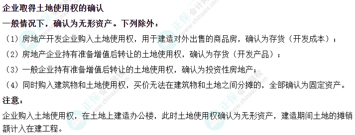 2024中級會計實務(wù)易錯易混知識點——企業(yè)取得土地使用權(quán)的確認(rèn)