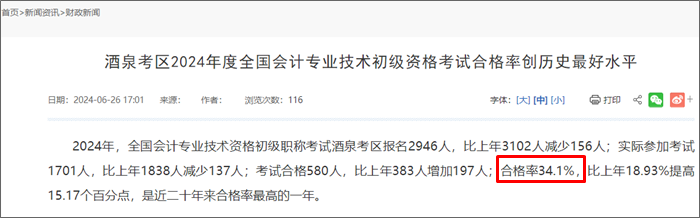 曝光！2024年部分地區(qū)初級(jí)會(huì)計(jì)考試合格率公布 合格率有所上升？