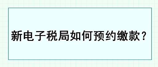 新電子稅局如何預(yù)約繳款？