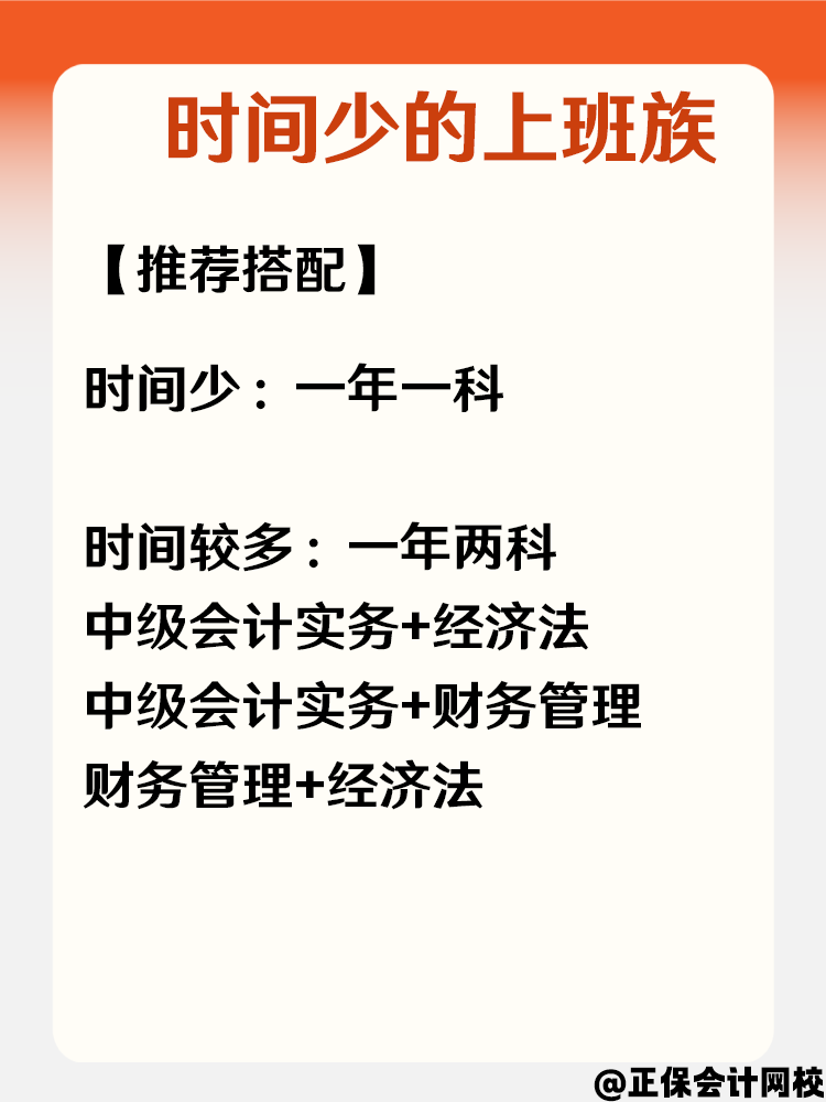中級會計不同基礎考生 如何搭配科目？