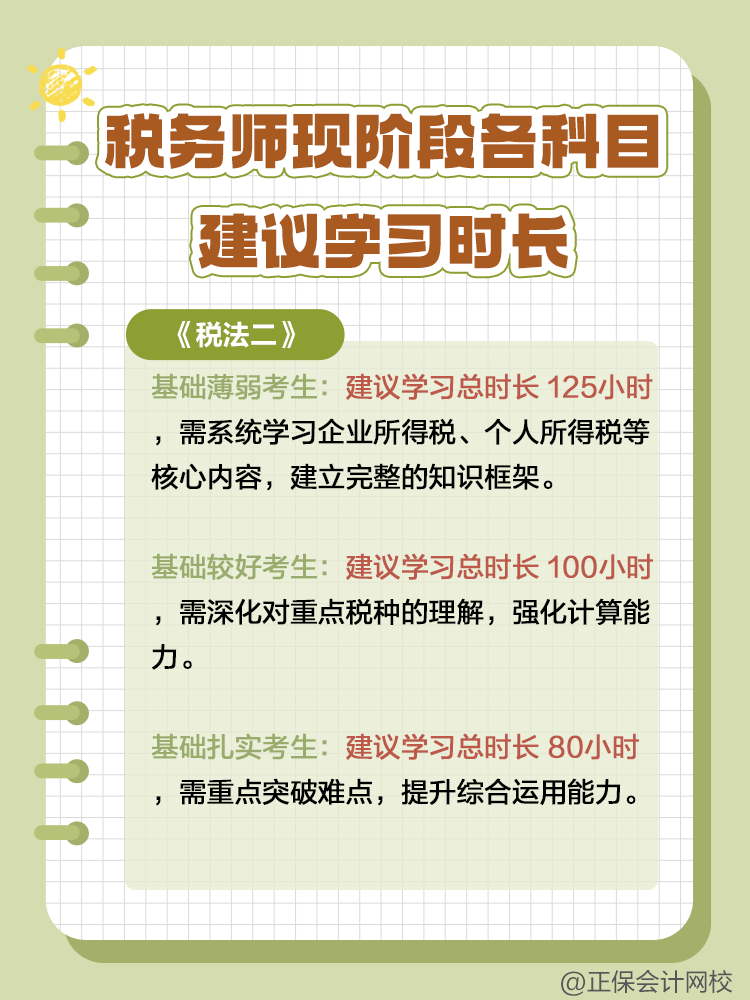 稅務(wù)師現(xiàn)階段各科目建議學(xué)習(xí)時長