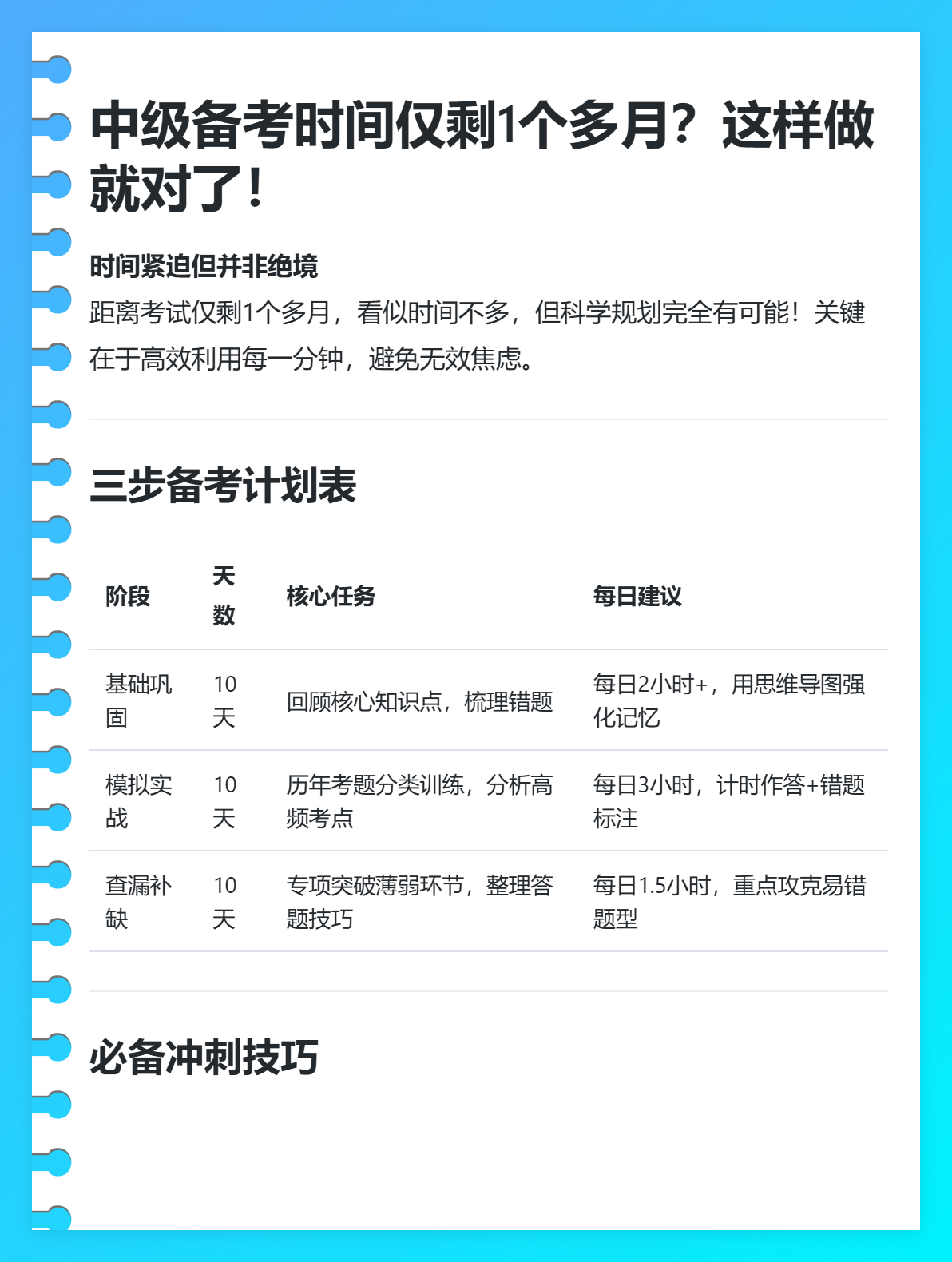 中級(jí)備考時(shí)間僅剩1個(gè)多月？這樣做就對(duì)了！
